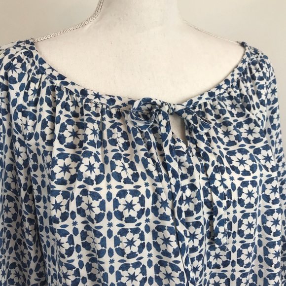 ✨Cynthia Rowley Moroccan Star Print Peasant Blouse - Picture 2 of 6